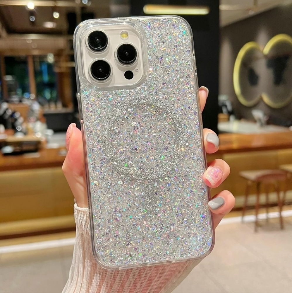 Sparkly for iPhone 15 Pro Case Compatible with MagSafe, Shock Proof Glitter Wome